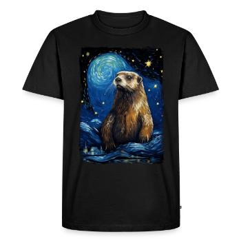 Loutre Nuit étoilée - T-shirt Premium bio Homme - noir - Devant - Nico (187cm)