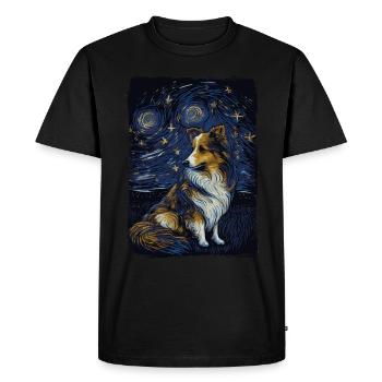 Shetland Shepherd Starry Night - Men's Premium Organic T-Shirt - black - Front - Nico (187cm)