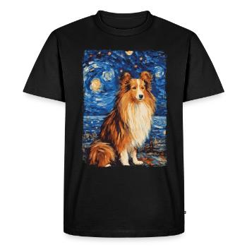 Shetland Shepherd Starry Night - Men's Premium Organic T-Shirt - black - Front - Nico (187cm)