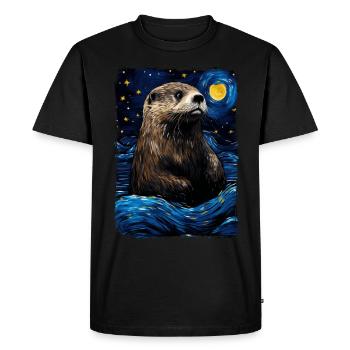 Loutre Nuit étoilée - T-shirt Premium bio Homme - noir - Devant - Nico (187cm)