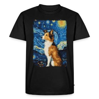 Shetland Shepherd Starry Night - Men's Premium Organic T-Shirt - black - Front - Nico (187cm)