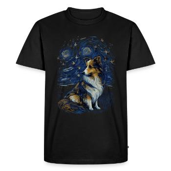 Shetland Shepherd Starry Night - Men's Premium Organic T-Shirt - black - Front - Nico (187cm)