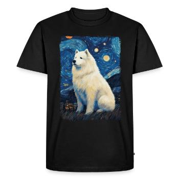 Samoyed Starry Night - Men's Premium Organic T-Shirt - black - Front - Nico (187cm)