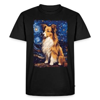 Shetland Shepherd Starry Night - Men's Premium Organic T-Shirt - black - Front - Nico (187cm)