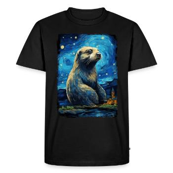 Loutre Nuit étoilée - T-shirt Premium bio Homme - noir - Devant - Nico (187cm)