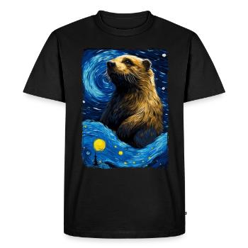 Loutre Nuit étoilée - T-shirt Premium bio Homme - noir - Devant - Nico (187cm)