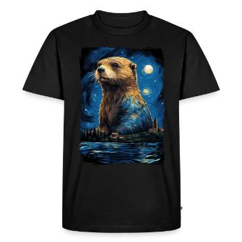 Loutre Nuit étoilée - T-shirt Premium bio Homme - noir - Devant - Nico (187cm)