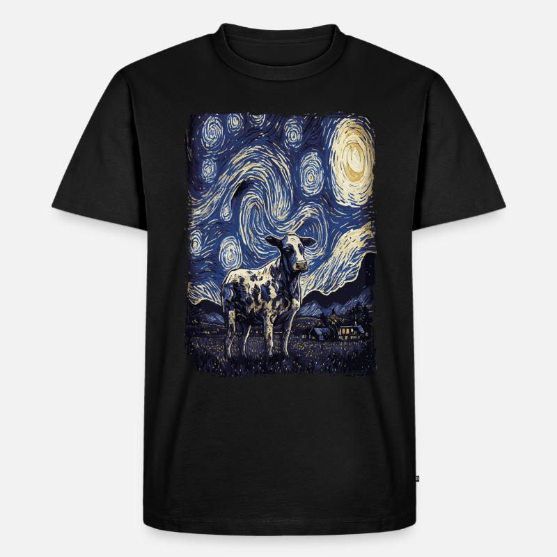 Kuh Starry Night - Männer Premium Bio T-Shirt - Schwarz