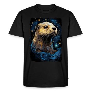 Loutre Nuit étoilée - T-shirt Premium bio Homme - noir - Devant - Nico (187cm)