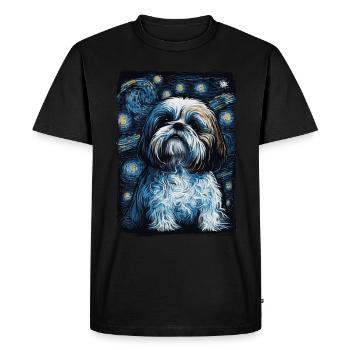 Shih Tzu Starry Night - Men's Premium Organic T-Shirt - black - Front - Nico (187cm)