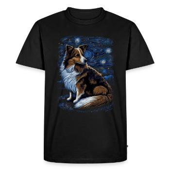 Shetland Shepherd Starry Night - Men's Premium Organic T-Shirt - black - Front - Nico (187cm)