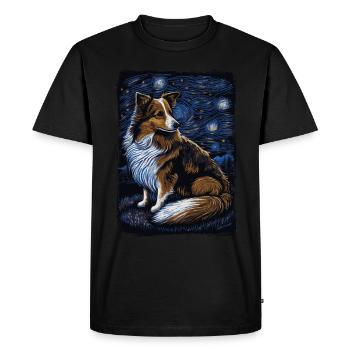 Shetland Shepherd Starry Night - Men's Premium Organic T-Shirt - black - Front - Nico (187cm)