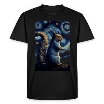Écureuil Nuit étoilée - T-shirt Premium bio Homme - noir - Devant - Nico (187cm)