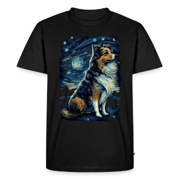 Shetland Shepherd Starry Night - Men's Premium Organic T-Shirt - black - Front - Nico (187cm)