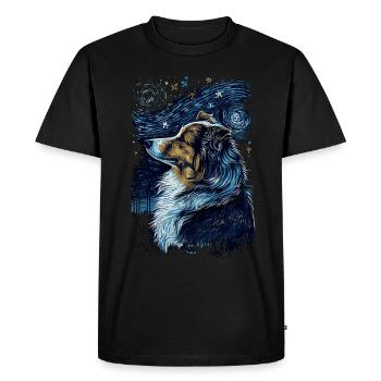 Shetland Shepherd Starry Night - Men's Premium Organic T-Shirt - black - Front - Nico (187cm)