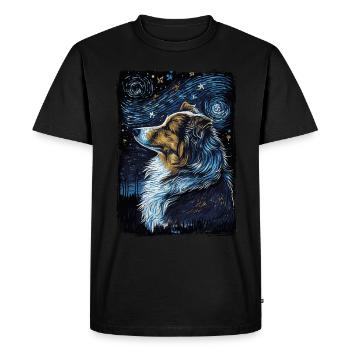 Shetland Shepherd Starry Night - Men's Premium Organic T-Shirt - black - Front - Nico (187cm)
