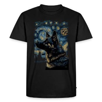 German Shepherd Starry Night - Men's Premium Organic T-Shirt - black - Front - Nico (187cm)