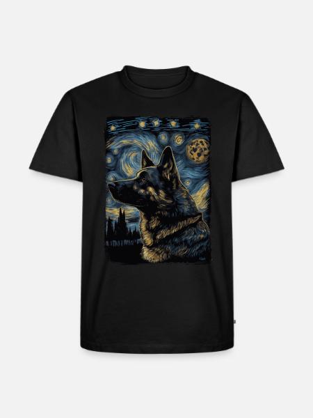 Schäferhund Starry Night - Männer Premium Bio T-Shirt - Schwarz
