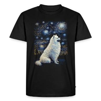 Samoyed Starry Night - Men's Premium Organic T-Shirt - black - Front - Nico (187cm)