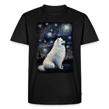 Samoyed Starry Night - Men's Premium Organic T-Shirt - black - Front - Nico (187cm)