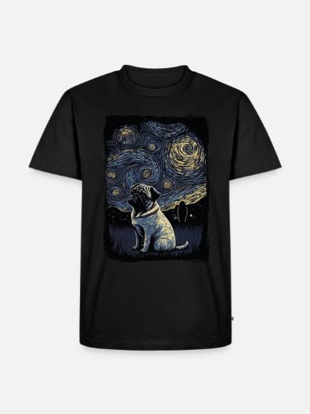 Pug Starry Night - Men's Premium Organic T-Shirt - black