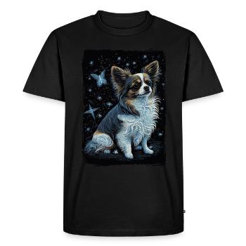 Papillon Chien Nuit Étoilée - T-shirt Premium bio Homme - noir - Devant - Nico (187cm)