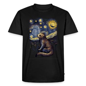 Loutre Nuit étoilée - T-shirt Premium bio Homme - noir - Devant - Nico (187cm)