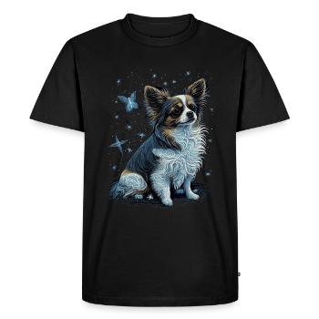 Papillon Chien Nuit Étoilée - T-shirt Premium bio Homme - noir - Devant - Nico (187cm)