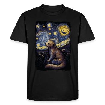 Loutre Nuit étoilée - T-shirt Premium bio Homme - noir - Devant - Nico (187cm)