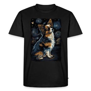 Papillon Chien Nuit Étoilée - T-shirt Premium bio Homme - noir - Devant - Nico (187cm)