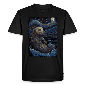 Loutre Nuit étoilée - T-shirt Premium bio Homme - noir - Devant - Nico (187cm)