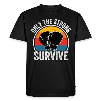Only the strong Survive Boxing - Men's Premium Organic T-Shirt - black - Front - Nico (187cm)