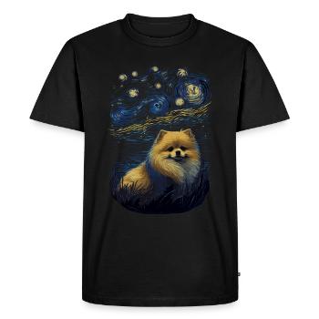 Pomeranian Starry Night - Men's Premium Organic T-Shirt - black - Front - Nico (187cm)