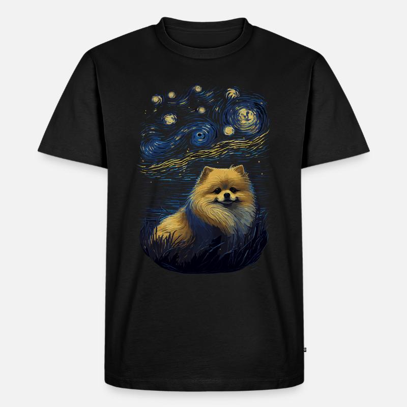Zwergspitz Starry Night - Männer Premium Bio T-Shirt - Schwarz