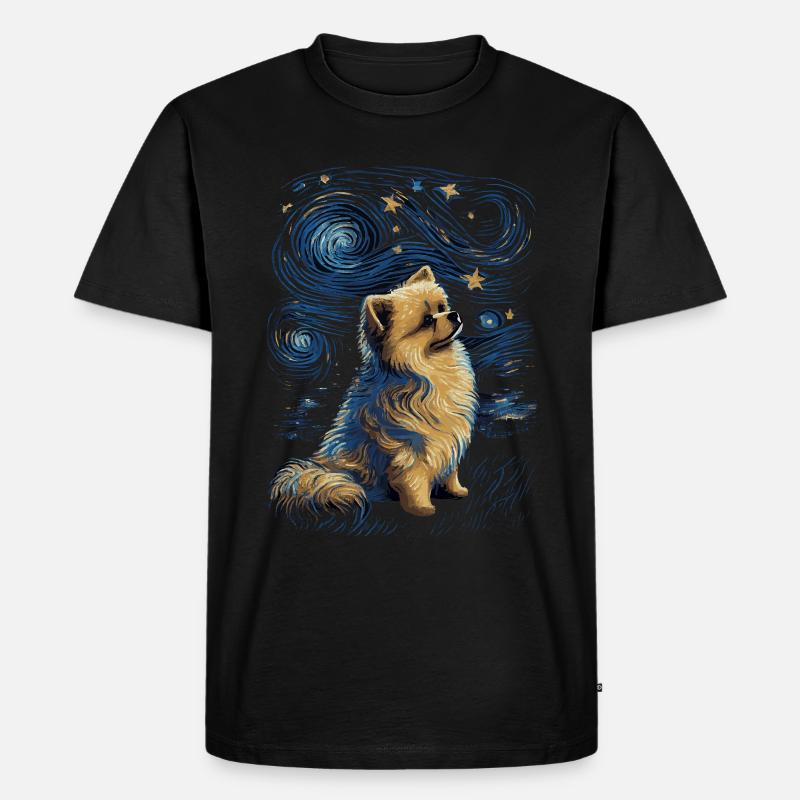 Zwergspitz Starry Night - Männer Premium Bio T-Shirt - Schwarz