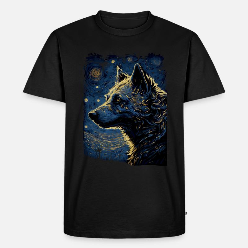 Hyäne Starry Night - Männer Premium Bio T-Shirt - Schwarz