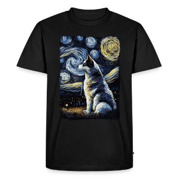 Husky Starry Night - Men's Premium Organic T-Shirt - black - Front - Nico (187cm)