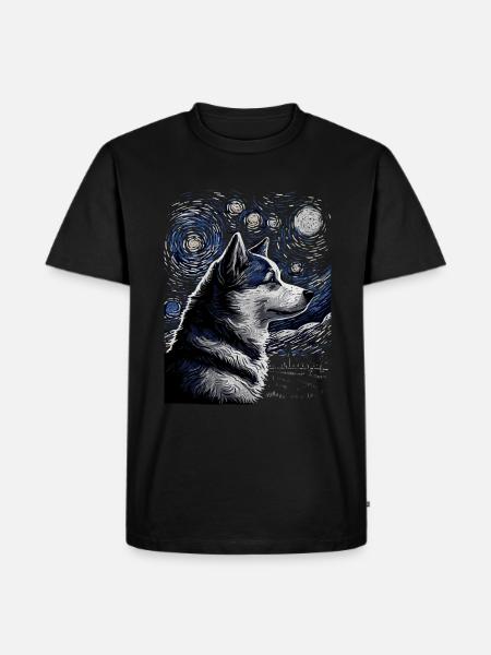 Husky Starry Night - Männer Premium Bio T-Shirt - Schwarz