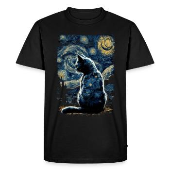 Cat Starry Night - Men's Premium Organic T-Shirt - black - Front - Nico (187cm)