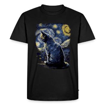 Cat Starry Night - Men's Premium Organic T-Shirt - black - Front - Nico (187cm)