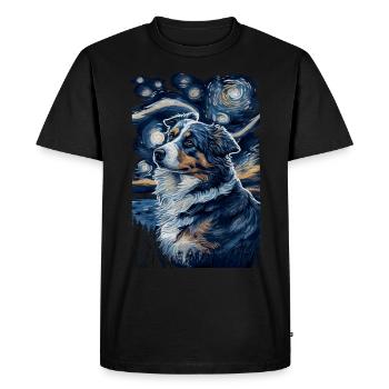 Australian Shepherd Starry Night - Men's Premium Organic T-Shirt - black - Front - Nico (187cm)