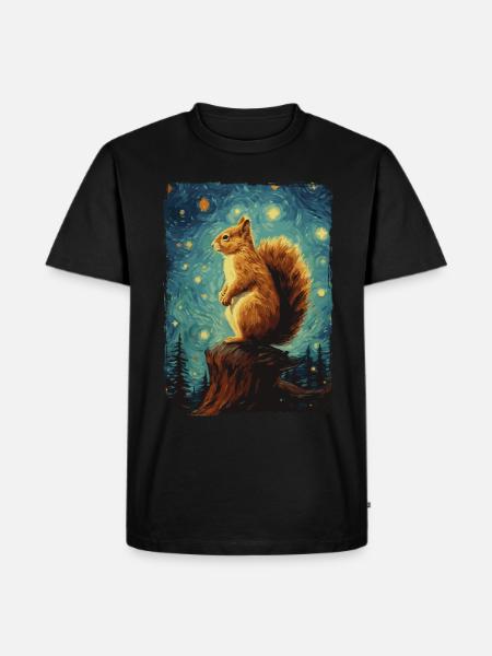Écureuil Nuit étoilée - T-shirt Premium bio Homme - noir