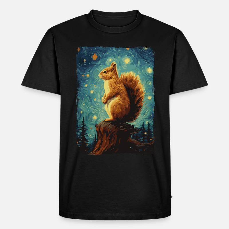 Eichhörnchen Starry Night - Männer Premium Bio T-Shirt - Schwarz