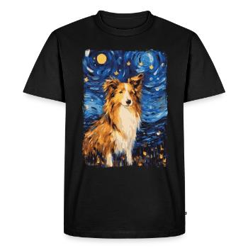 Shetland Shepherd Starry Night - Men's Premium Organic T-Shirt - black - Front - Nico (187cm)