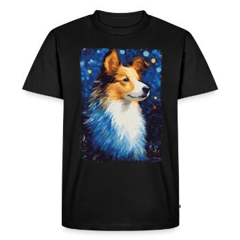 Shetland Shepherd Starry Night - Men's Premium Organic T-Shirt - black - Front - Nico (187cm)