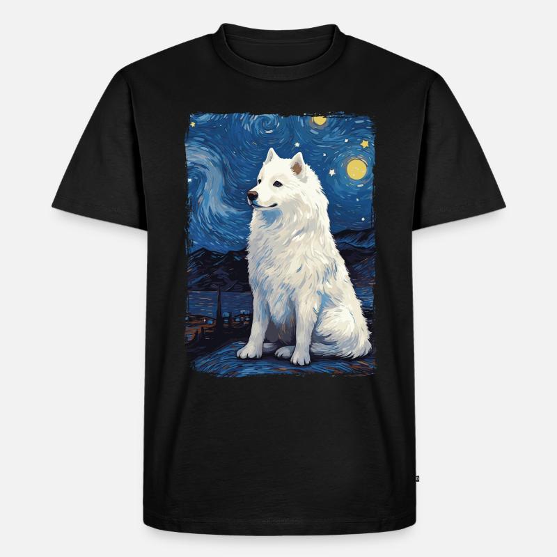 Samoyed Starry Night - Männer Premium Bio T-Shirt - Schwarz