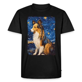 Shetland Shepherd Starry Night - Men's Premium Organic T-Shirt - black - Front - Nico (187cm)