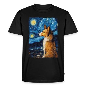 Shetland Shepherd Starry Night - Men's Premium Organic T-Shirt - black - Front - Nico (187cm)