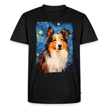 Shetland Shepherd Starry Night - Men's Premium Organic T-Shirt - black - Front - Nico (187cm)