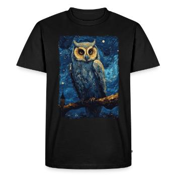Hibou Nuit étoilée - T-shirt Premium bio Homme - noir - Devant - Nico (187cm)